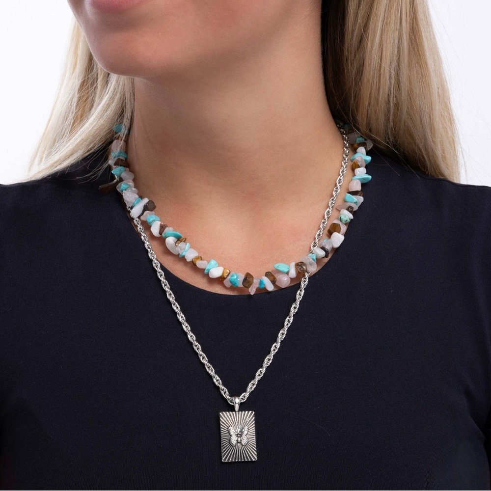 Silver and Multicolor Crystal Necklace